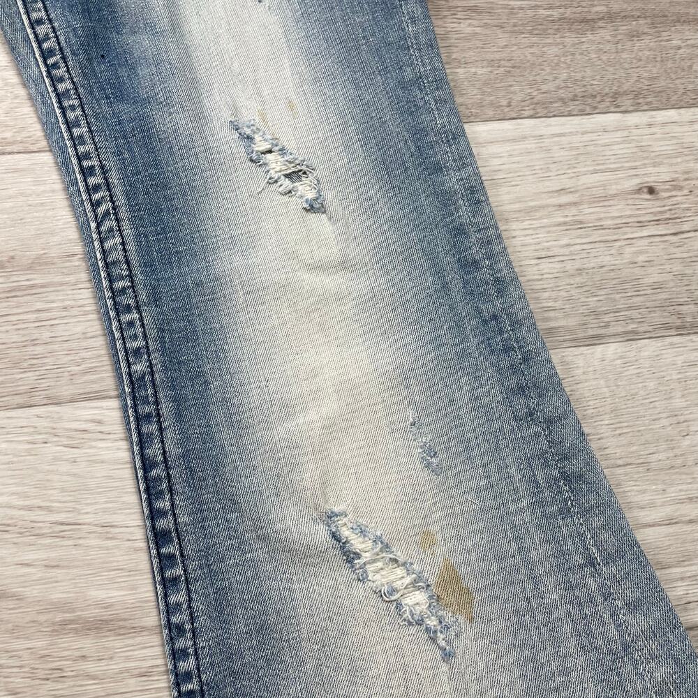 🔥Y2K Rerock Express Flare Bootcut Jeans Low Rise Rhinestone Stretch Distress - Picture 15 of 15